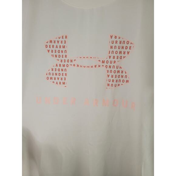 Under Armour Tech Script Women's White Pink Crew Short Sleeve Top Size L - Picture 3 of 6